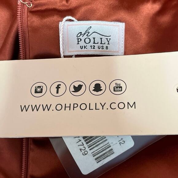 NEW Oh Polly Silk Satin Brown Strapless Cowl Cocktail Tube Mini Sheath Dress 8 - Picture 4 of 5